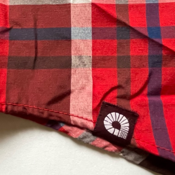 AKADEMIKS Mens Medium Shirt Red Blue Plaid Button Up Long Sleeves Relaxed Fit - Picture 5 of 8